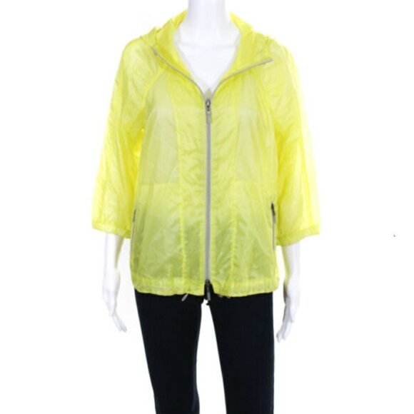Vince Super Lightweight Hooded Rain Jacket Windbreaker Neon Yellow Large - Picture 1 of 5
